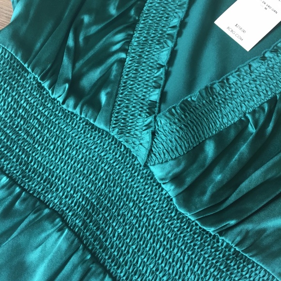NWT - BCBGMaxAzria Silk Green Dress M - Picture 7 of 13